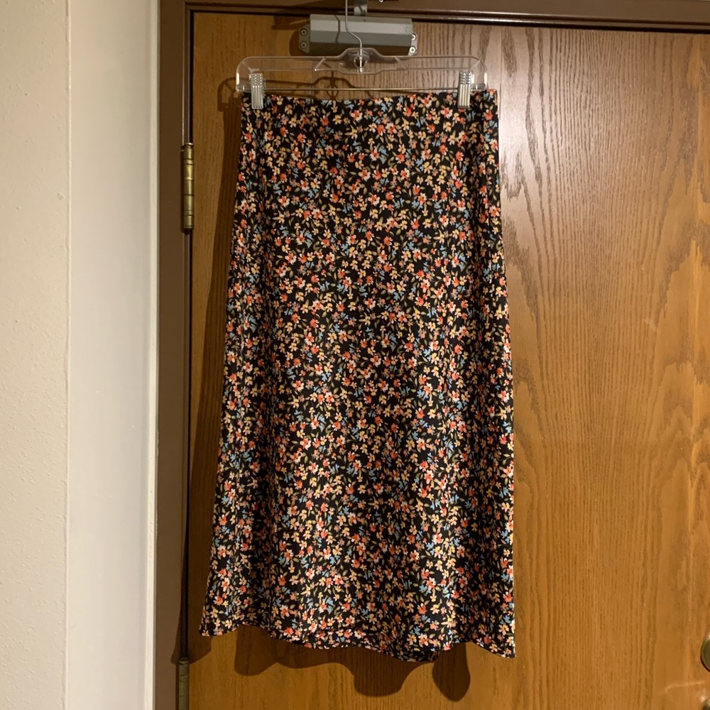 Loft floral midi skirt